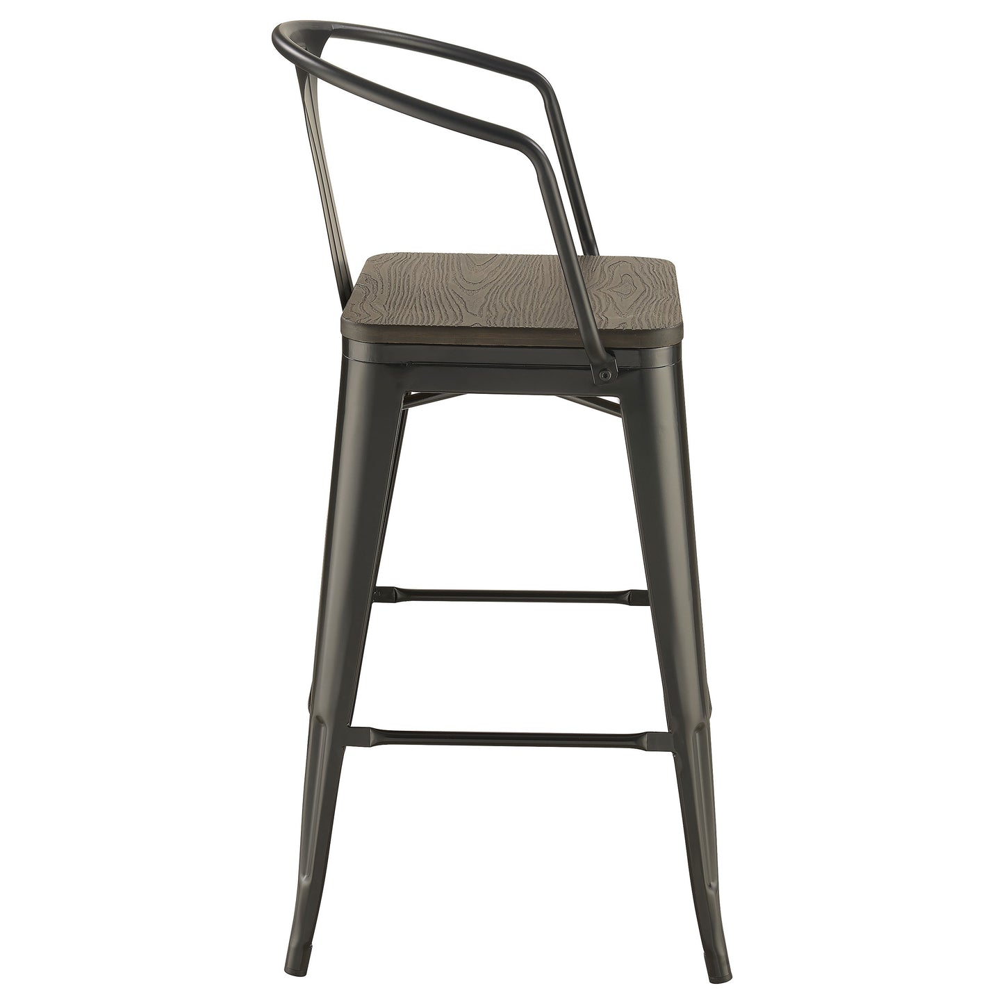 Cavalier Metal Bar Chair Dark Elm and Matte Black (Set of 2)