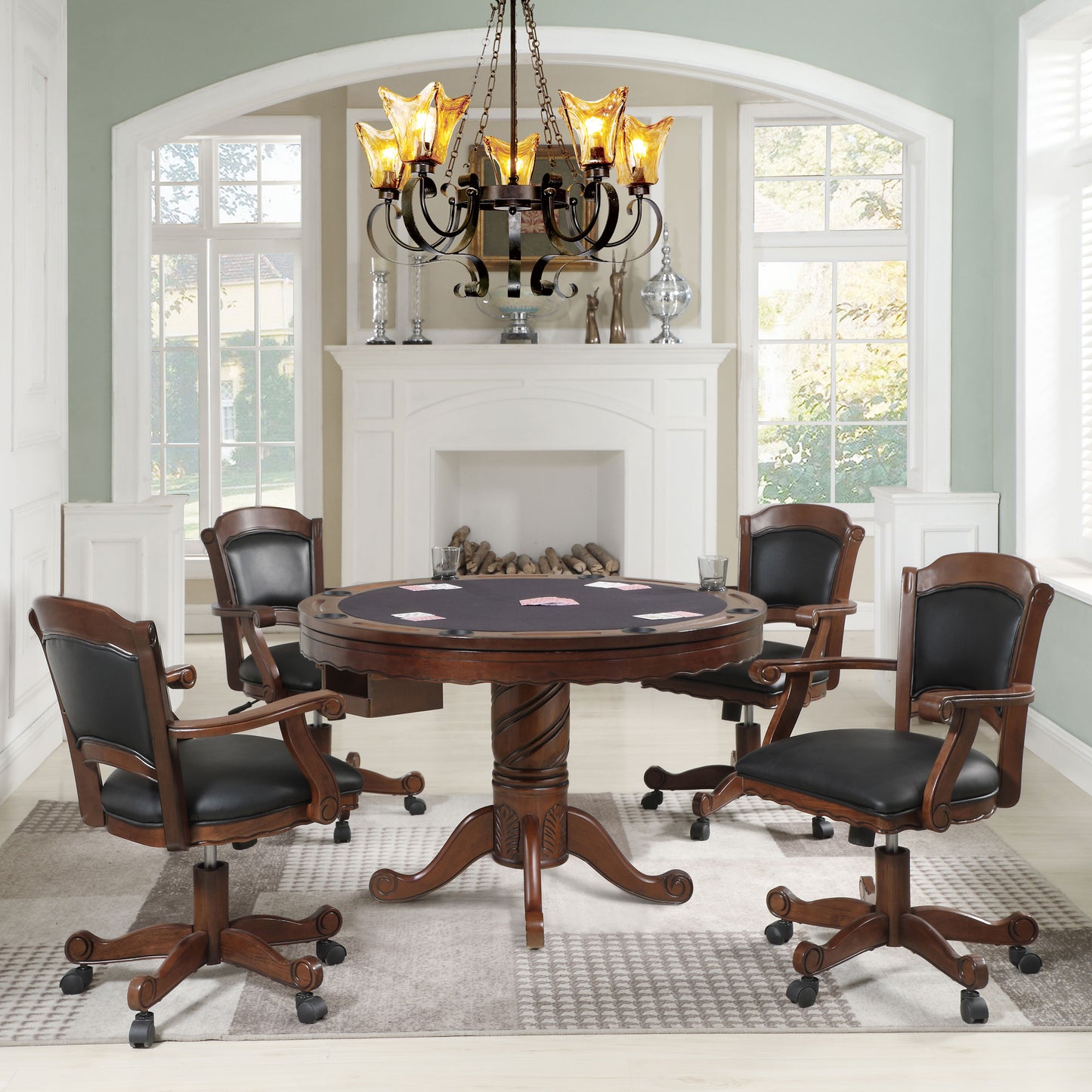 Turk 5-piece 3-in-1 Dining and Game Table Set Tobacco