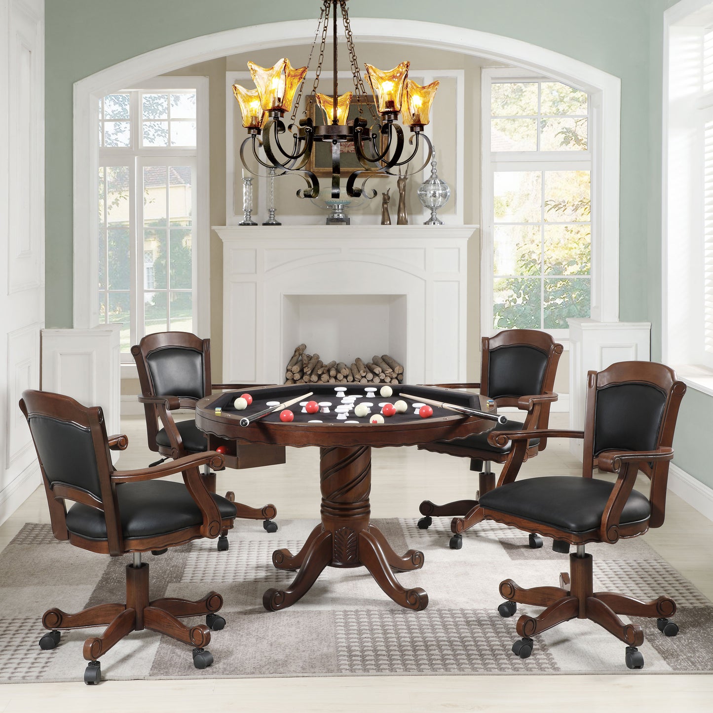 Turk Upholstered Swivel Dining and Game Chair Tobacco