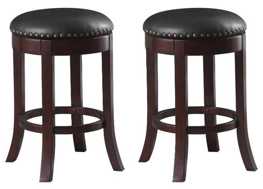 Aboushi Backless Swivel Counter Stool Brown (Set of 2)