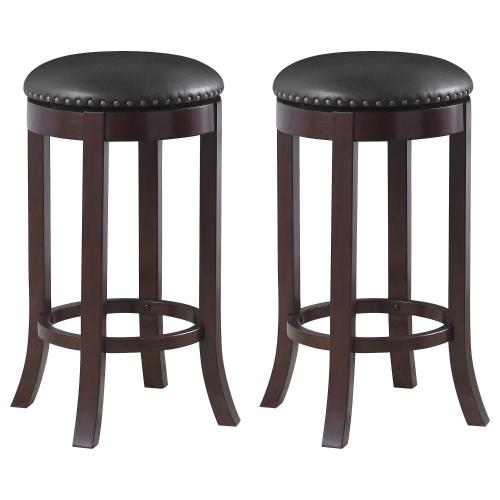 Aboushi Backless Swivel Bar Stool Brown (Set of 2)