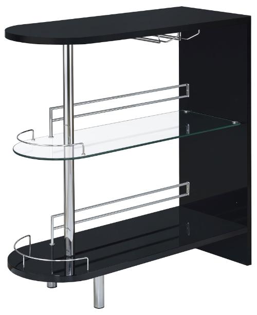 Adolfo Rectangular 2-tier Home Bar Table Black High Gloss