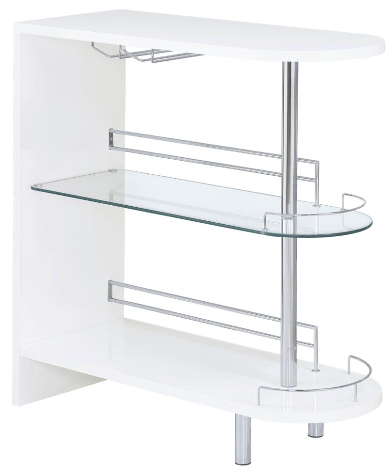 Adolfo Rectangular 2-tier Home Bar Table White High Gloss