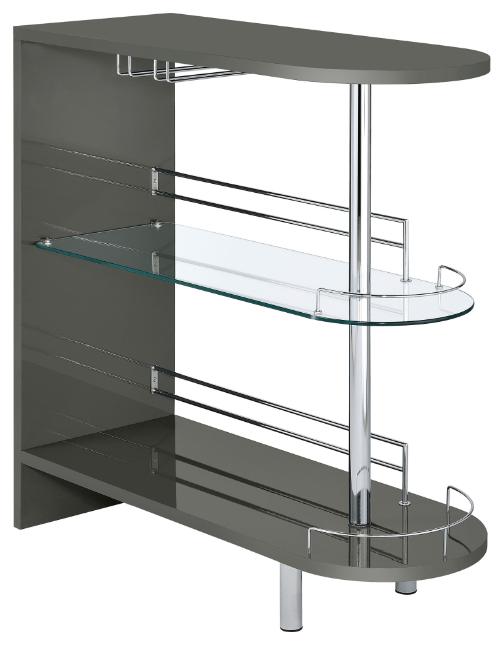 Adolfo Rectangular 2-tier Home Bar Table Grey High Gloss