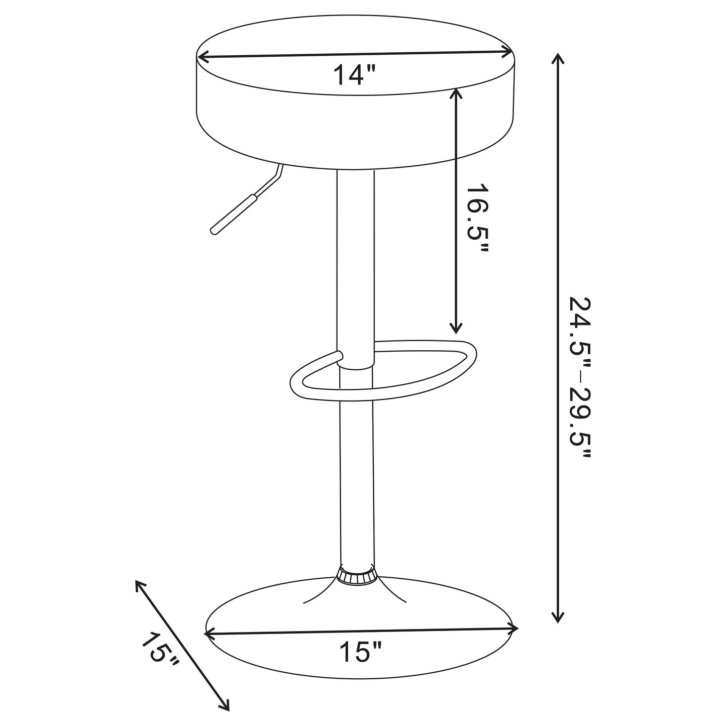 Ramses Adjustable Backless Bar Stool Chrome and White