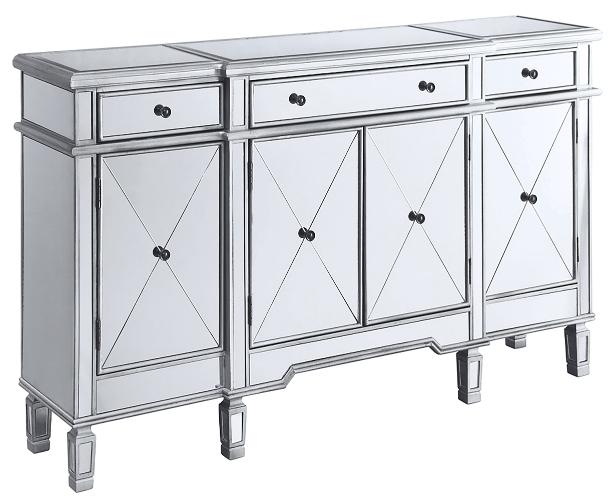 Aconitum 4-door Mirrored Storage Accent Cabinet Silver