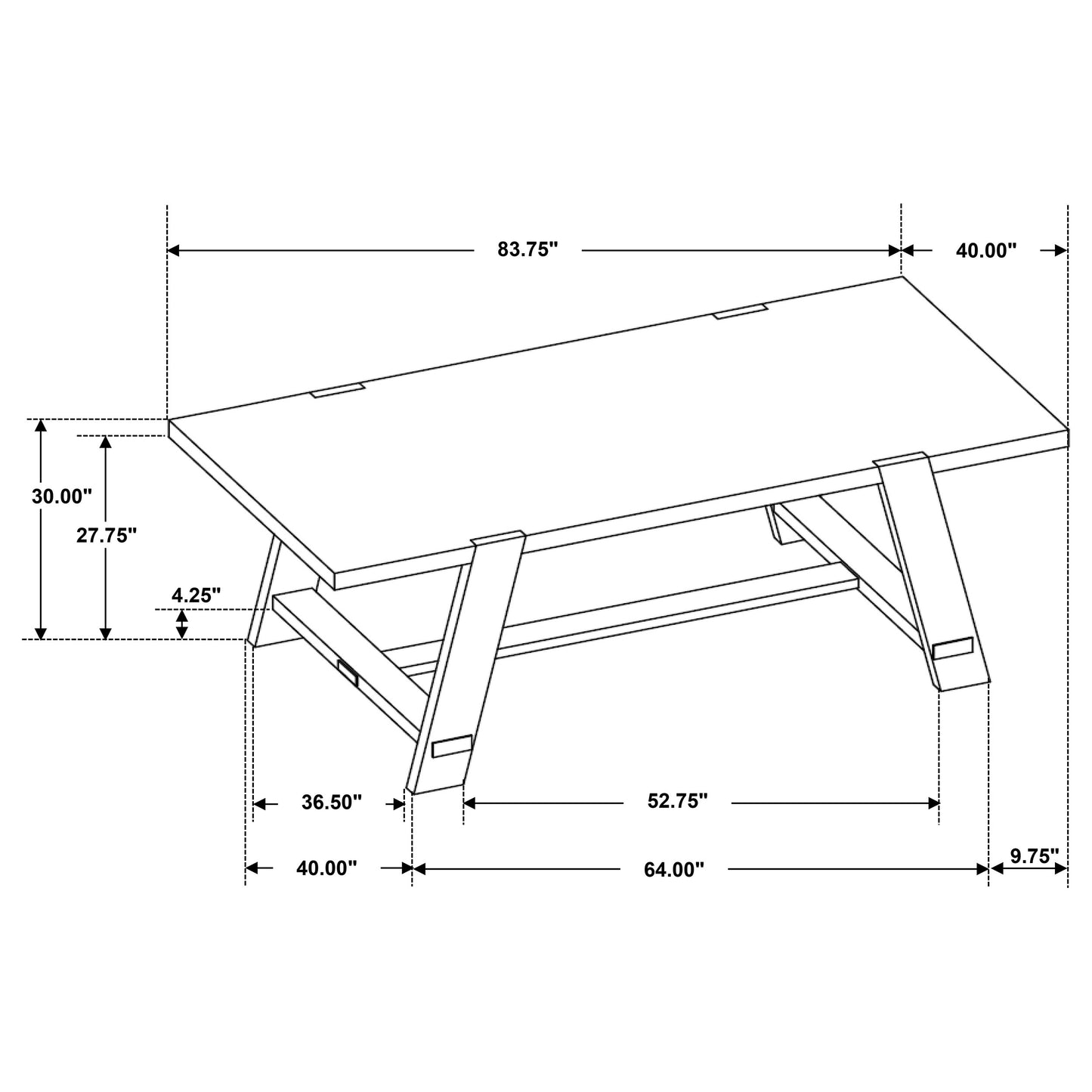 Sharon Rectangular 84-inch Wood Trestle Dining Table Brown