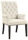 Alana Fabric Upholstered Dining Arm Chair Beige