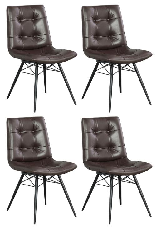 Aiken Upholstered Dining Side Chair Brown (Set of 4)