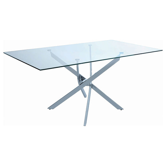 Carmelo Rectangular 66-inch Glass Top Dining Table Chrome