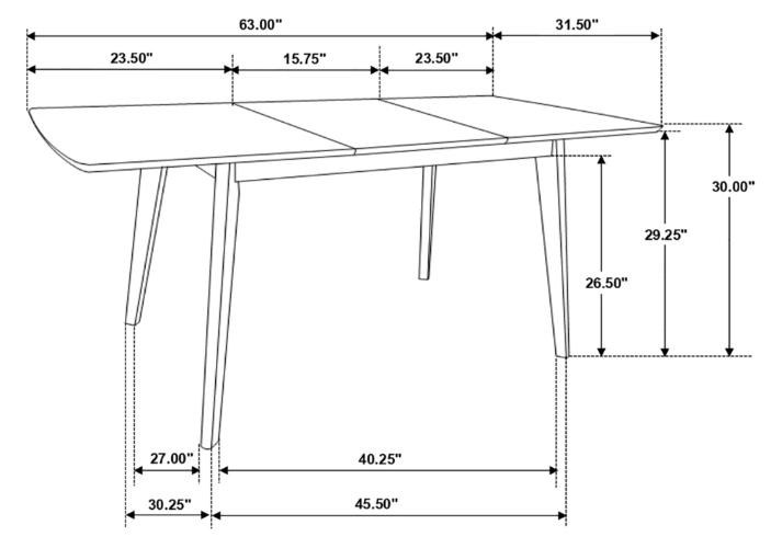 Alfredo 63-inch Extension Leaf Dining Table Natural Walnut