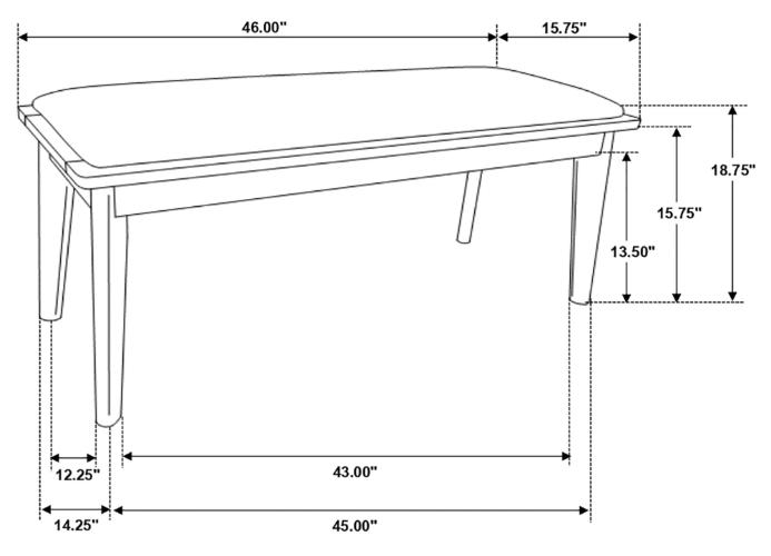 Alfredo Upholstered Dining Bench Grey and Natural Walnut