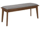 Alfredo Upholstered Dining Bench Grey and Natural Walnut