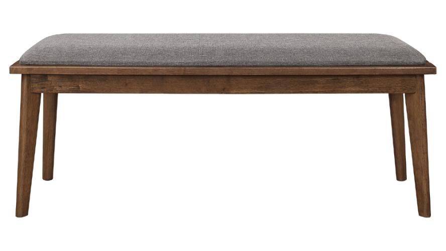 Alfredo Upholstered Dining Bench Grey and Natural Walnut