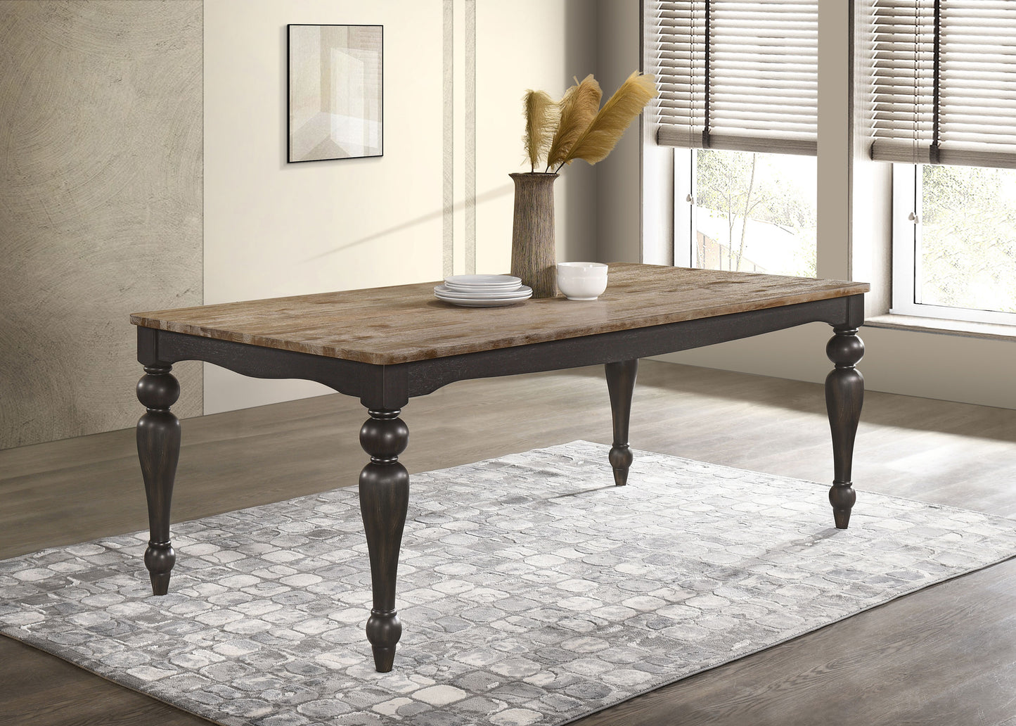 Bridget Rectangular 79-inch Dining Table Brown Brushed