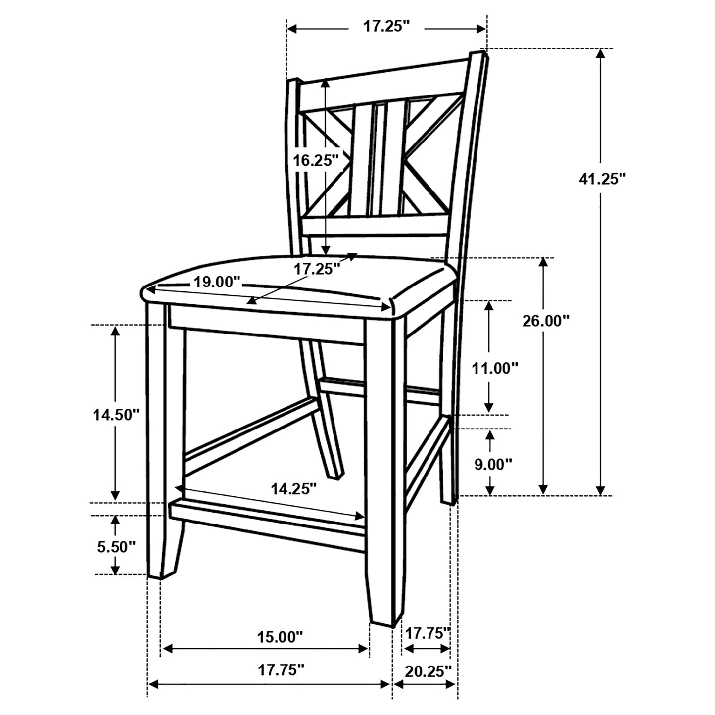 Athens Wood Counter Chair with Cushion Barn Grey (Set of 2)