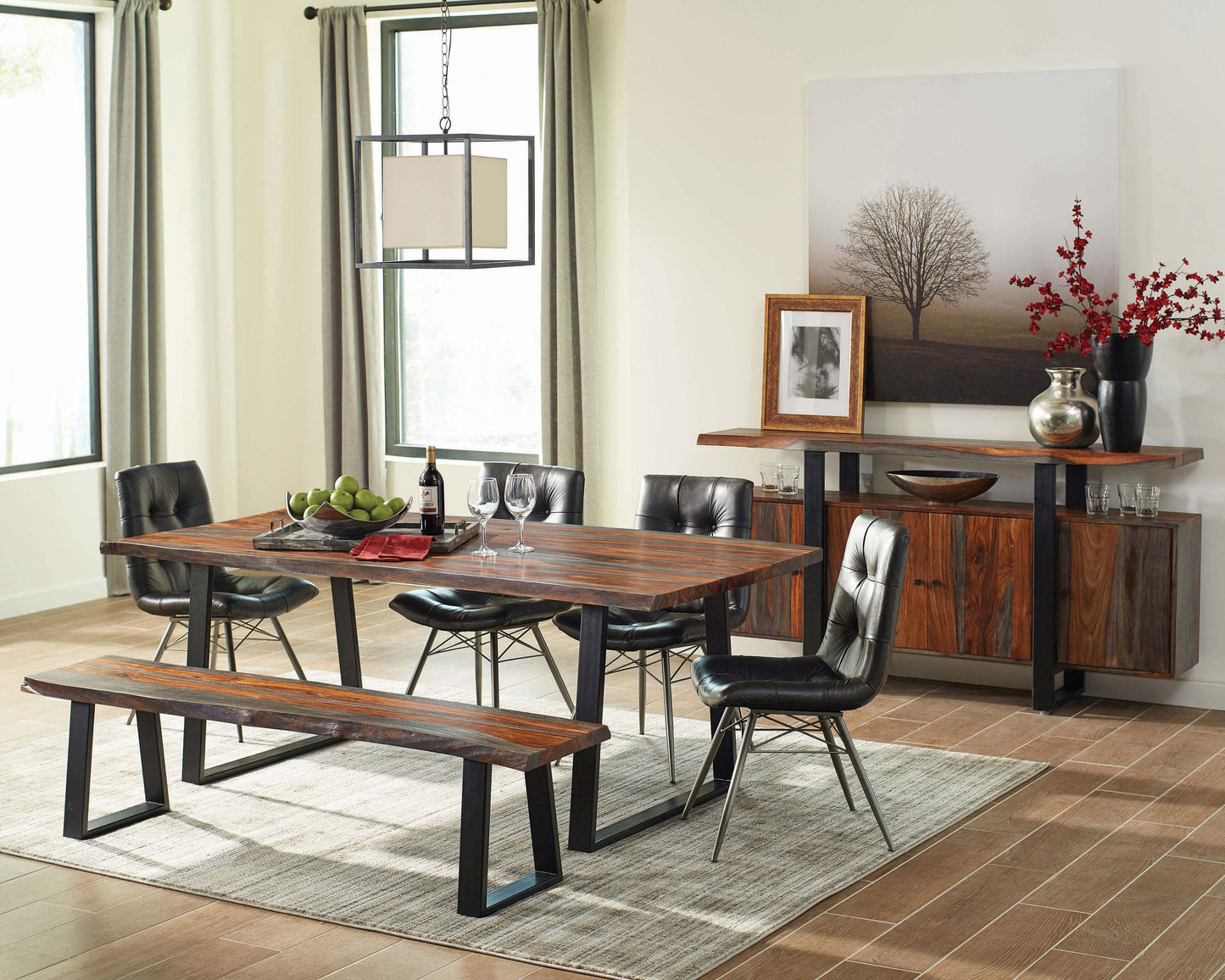 Ditman 80-inch Live Edge Dining Table Grey Sheesham