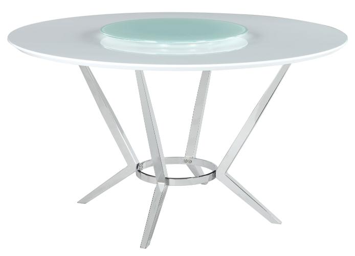 Abby Round 54-inch Lazy Susan Dining Table White High Gloss