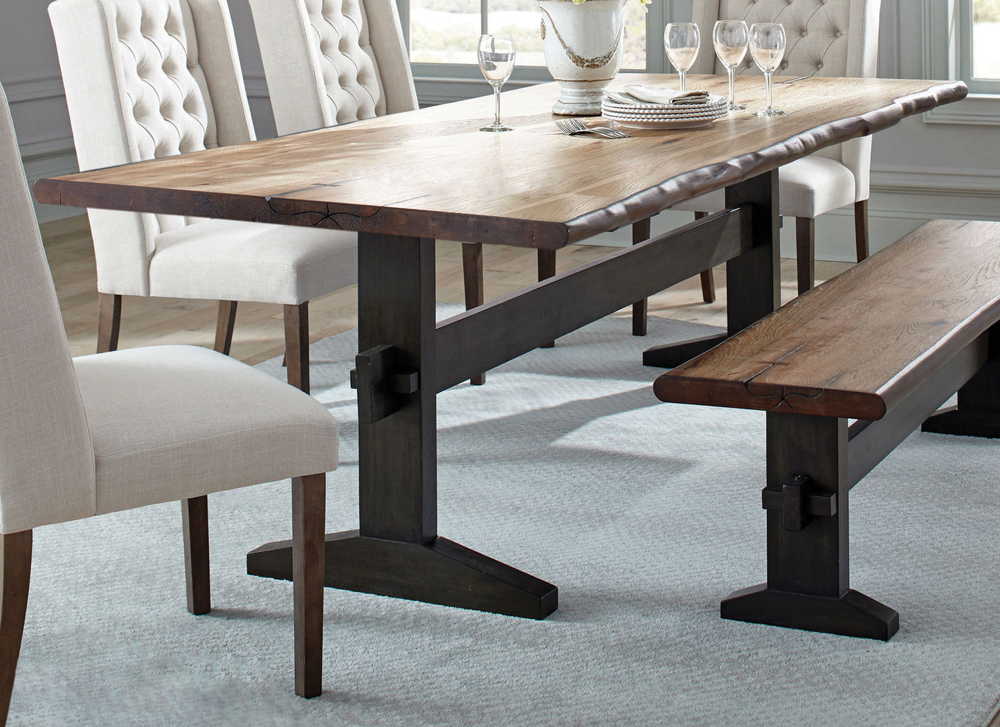 Bexley 90-inch Live Edge Dining Table Natural Honey