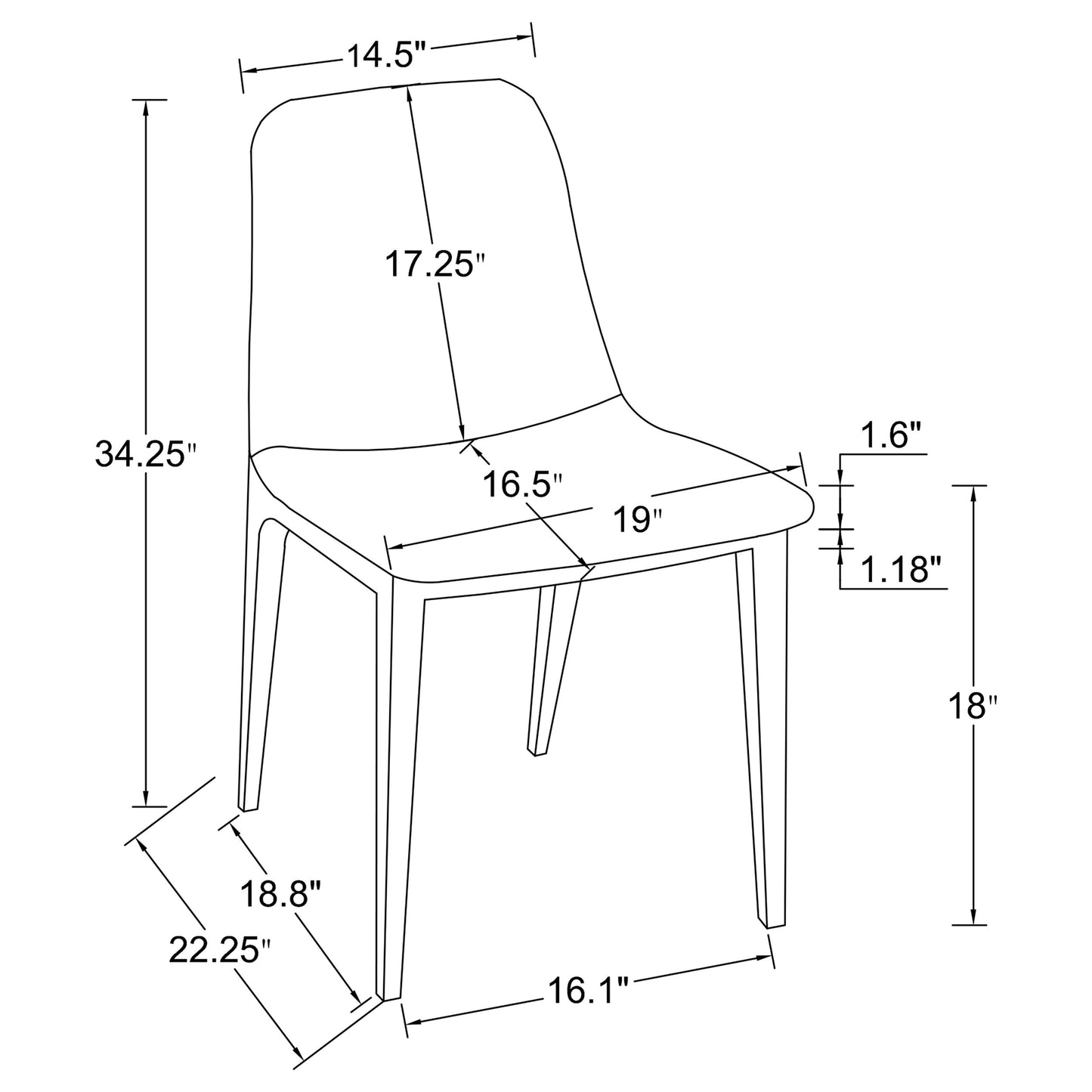 Irene Upholstered Dining Side Chair Light Grey (Set of 4)