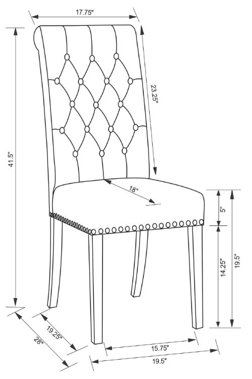 Alana Fabric Upholstered Dining Side Chair Grey (Set of 2)