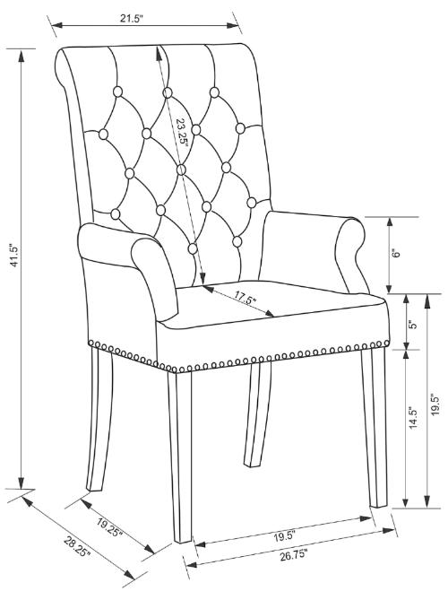 Alana Fabric Upholstered Dining Arm Chair Grey