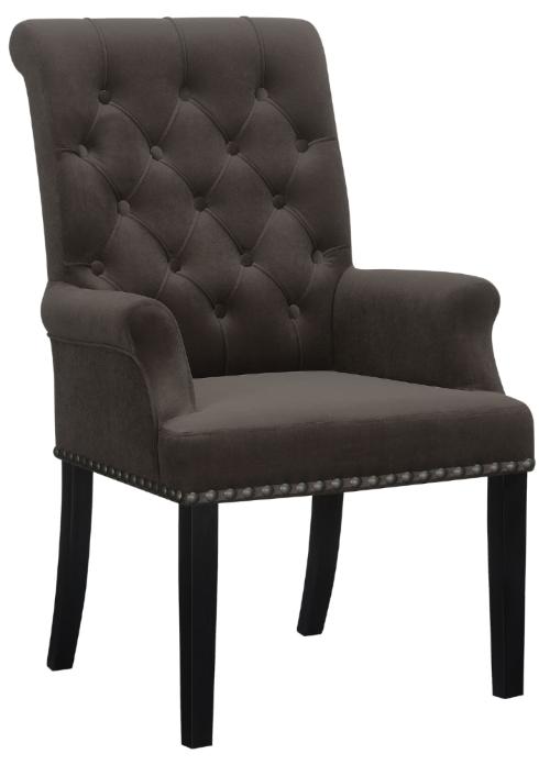 Alana Velvet Upholstered Dining Arm Chair Brown