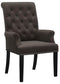 Alana Velvet Upholstered Dining Arm Chair Brown