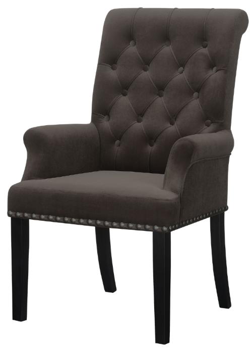 Alana Velvet Upholstered Dining Arm Chair Brown