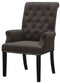 Alana Velvet Upholstered Dining Arm Chair Brown