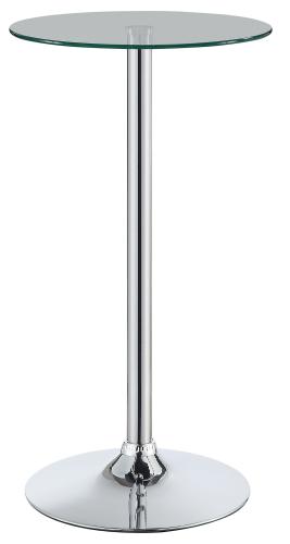 Abiline Round 24-inch Glass Top Bistro Bar Table Chrome