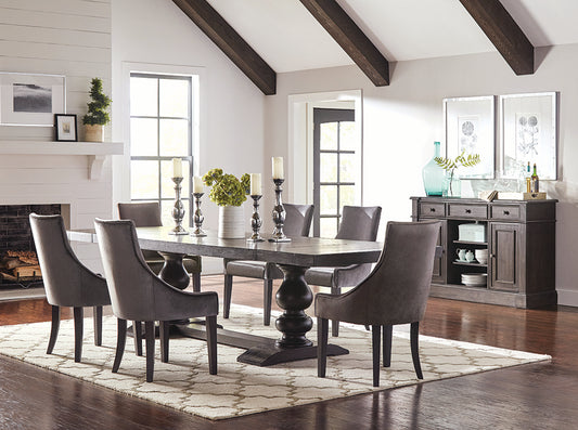 Phelps 8-piece Rectangular Dining Table Set Distressed Noir