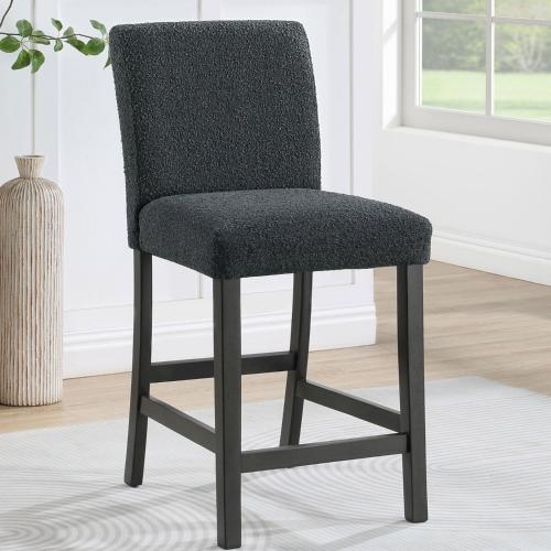 Alba Boucle Upholstered Counter Chair Black (Set of 2)