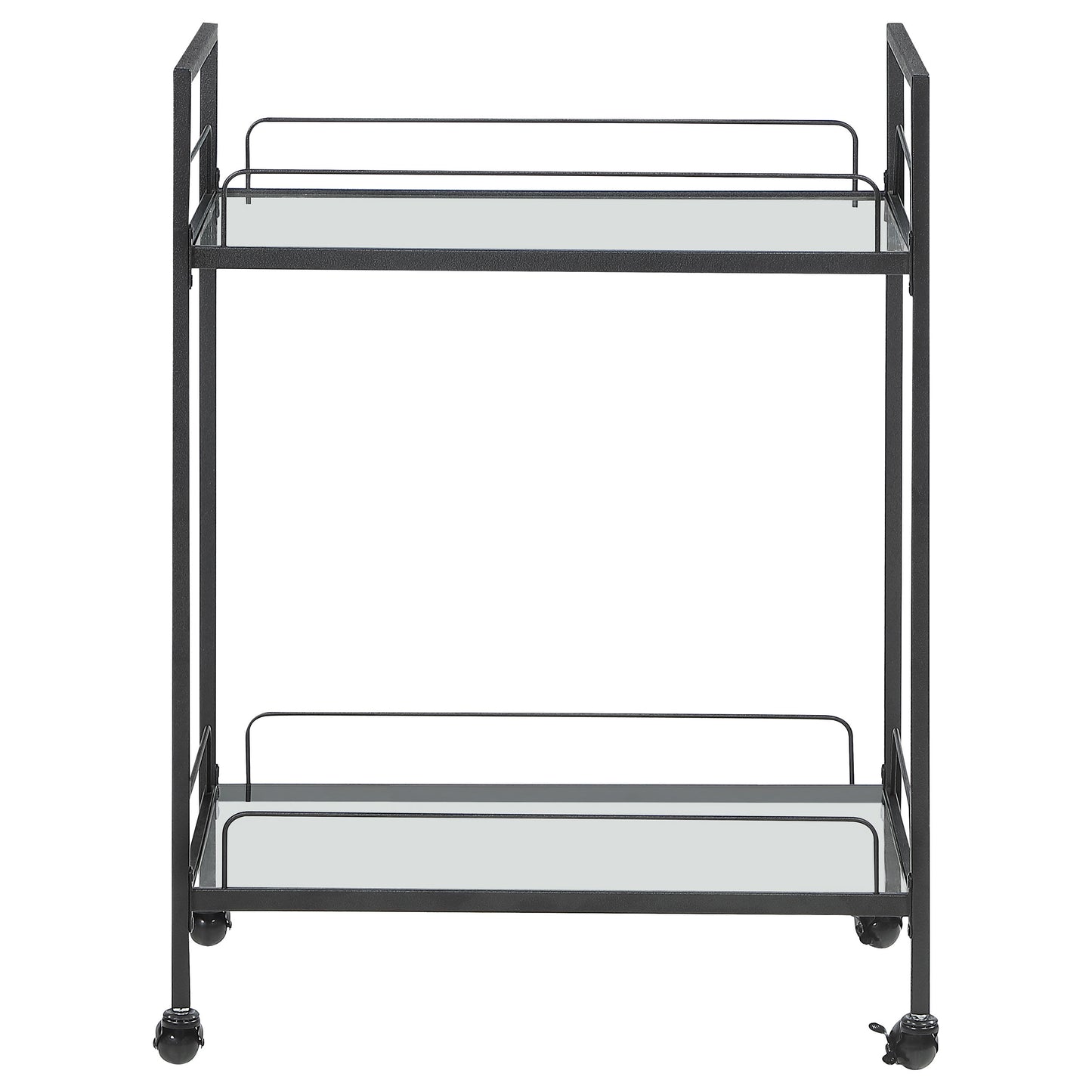 Curltis 2-tier Rectangular Glass Shelf Metal Bar Cart Black