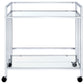 Cara 2-tier Rectangular Glass Shelf Metal Bar Cart Chrome