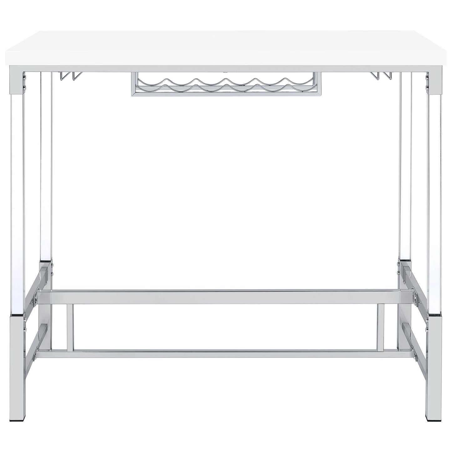 Norcrest 47-inch Acrylic Leg Bar Table White High Gloss