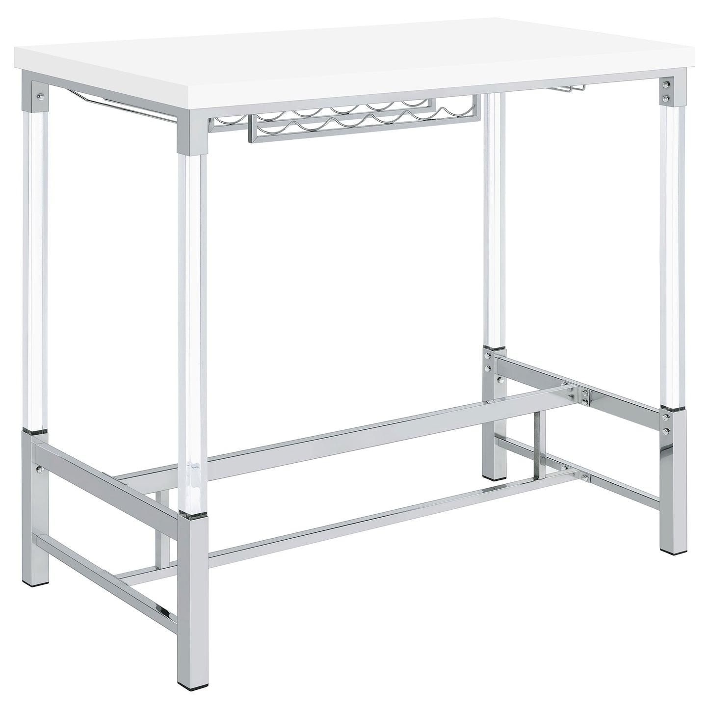 Norcrest 47-inch Acrylic Leg Bar Table White High Gloss