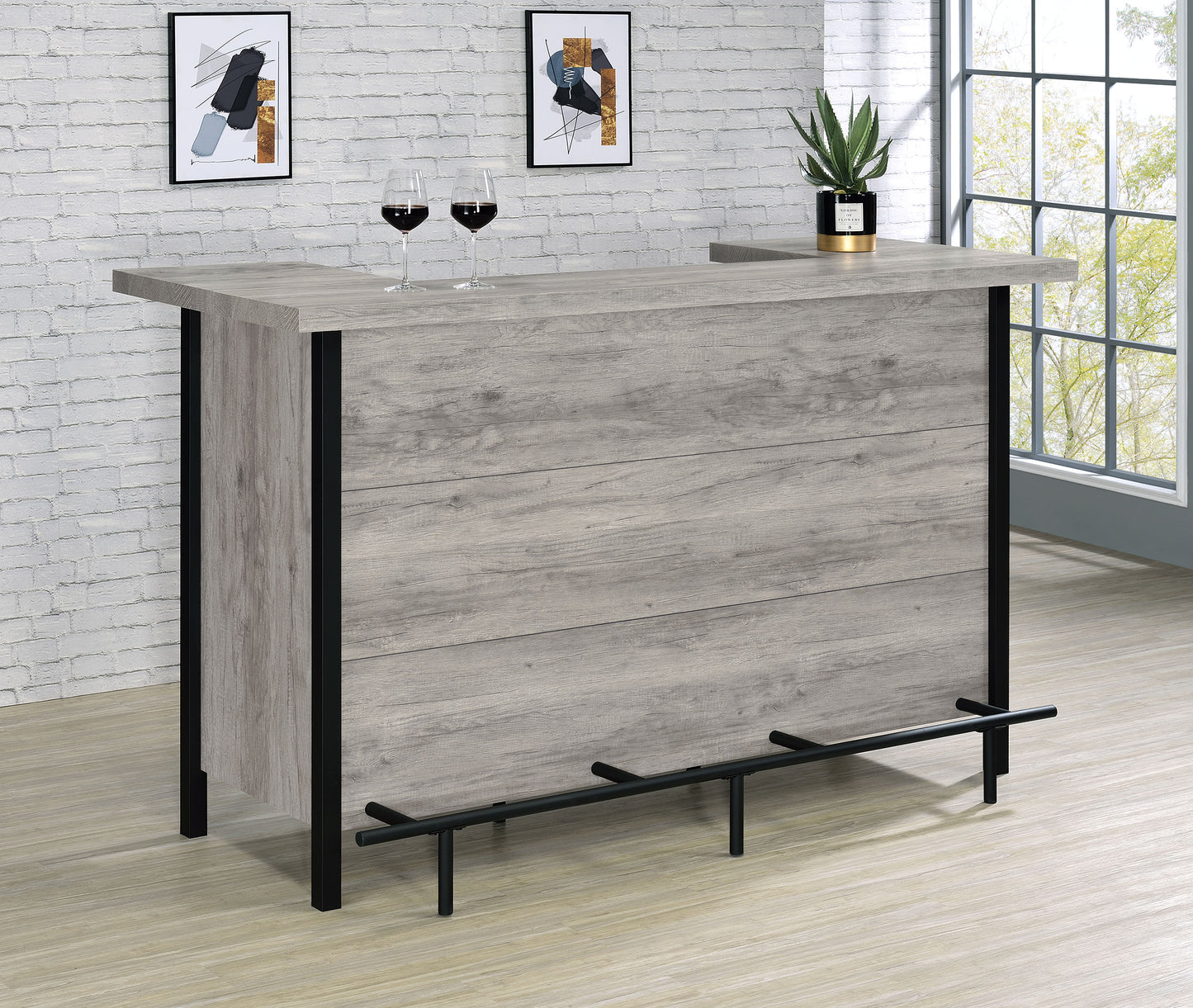 Bellemore Freestanding Home Bar Wine Cabinet Grey Driftwood