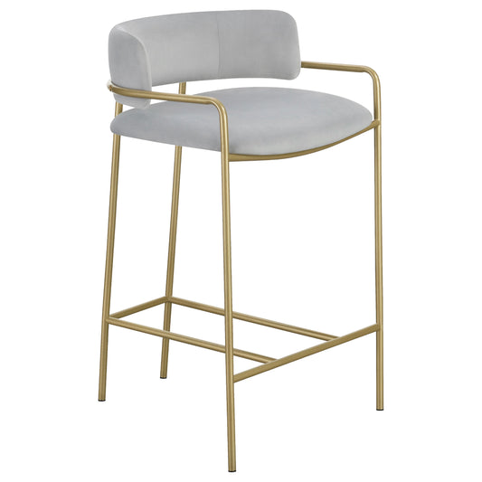 Comstock Upholstered Low Back Stool Grey and Gold