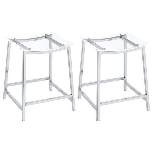 Jovani Acrylic Backless Counter Stool Chrome (Set of 2)