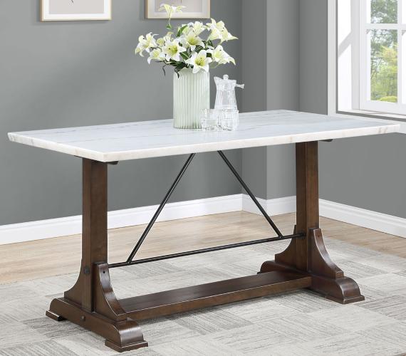 Aldrich 66-inch Marble Top Counter Height Dining Table White