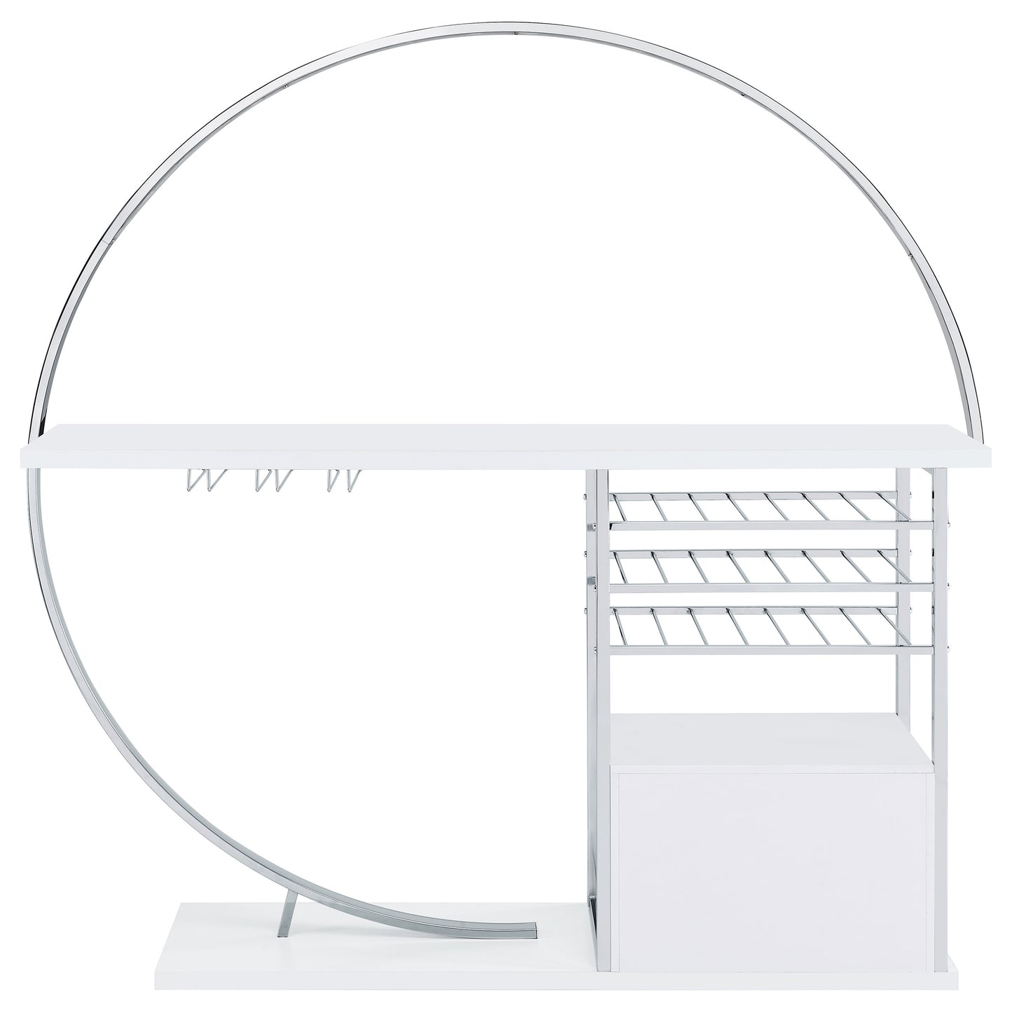 Risley 2-door Circular LED Home Bar Cabinet White High Gloss