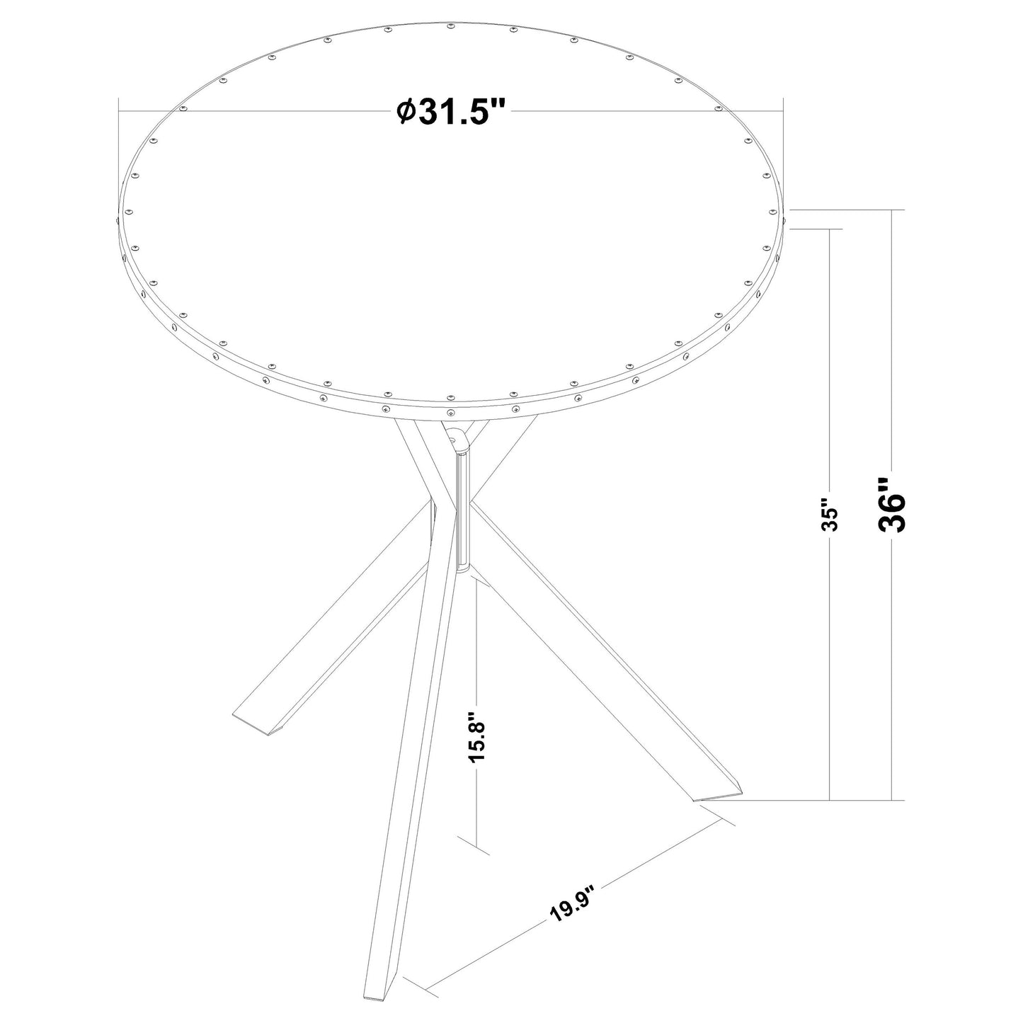 Kenzo Round 32-inch Galvanized Steel Bistro Bar Table Silver