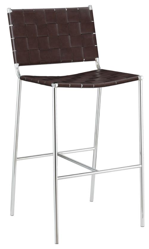 Adelaide Upholstered Pub Height Bar Stool Brown and Chrome