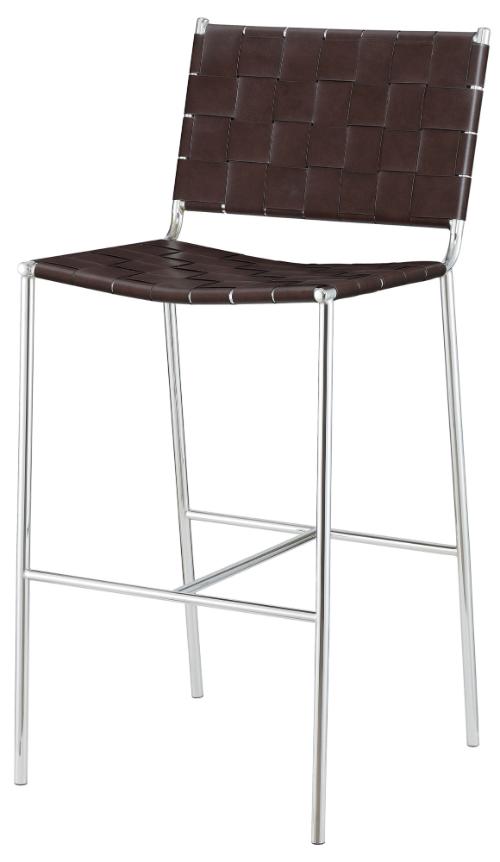 Adelaide Upholstered Pub Height Bar Stool Brown and Chrome