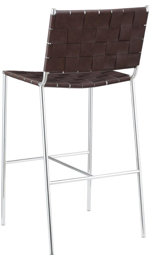 Adelaide Upholstered Pub Height Bar Stool Brown and Chrome