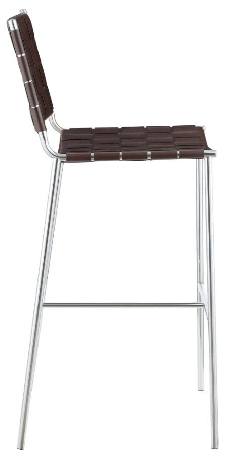 Adelaide Upholstered Pub Height Bar Stool Brown and Chrome