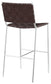 Adelaide Upholstered Pub Height Bar Stool Brown and Chrome