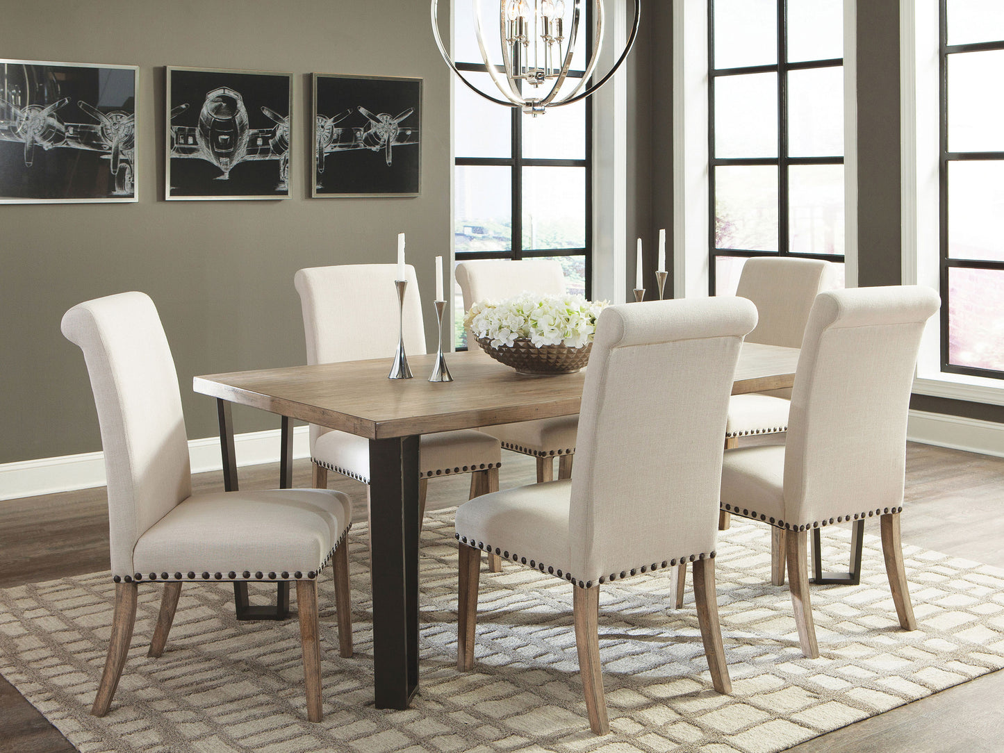 Salem Fabric Upholstered Dining Side Chair Beige (Set of 2)