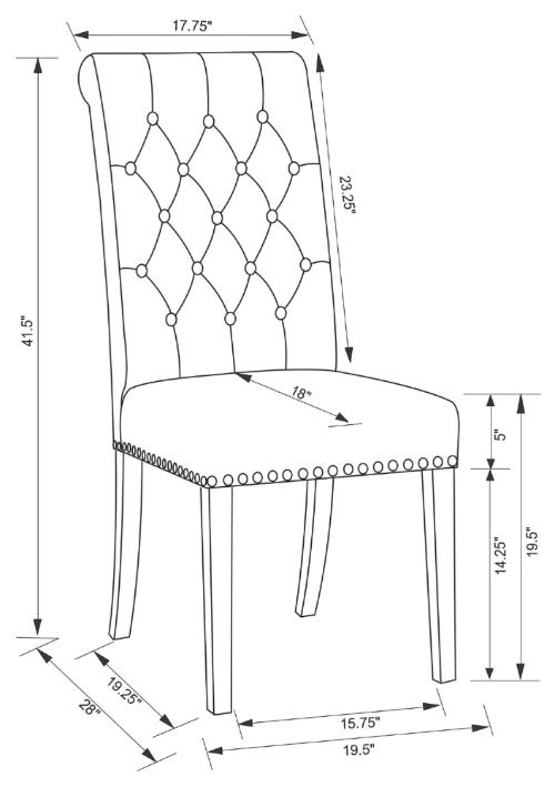 Alana Fabric Upholstered Dining Side Chair Beige (Set of 2)